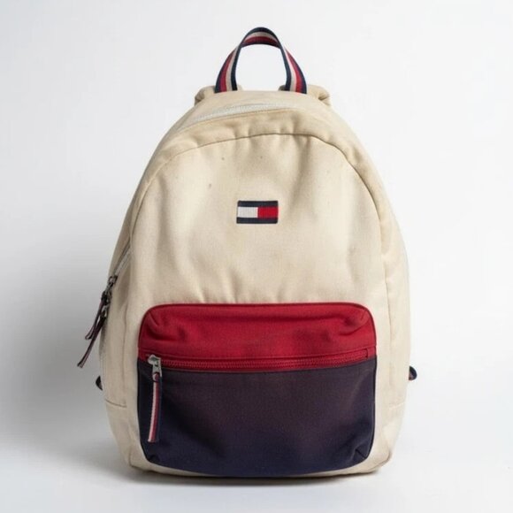 Tommy Hilfiger backpack featuring their iconic red, beige and blue - Picture 1 of 7